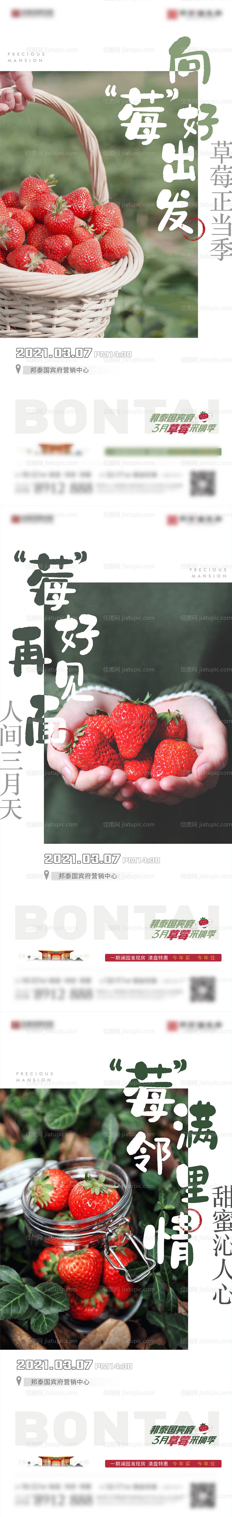 摘草莓活动系列海报-源文件