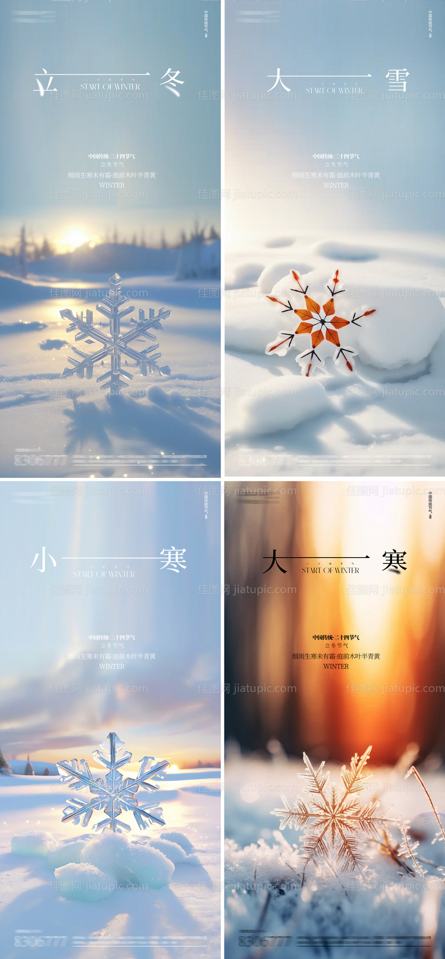 立冬小雪大雪小寒雪花地产海报-源文件