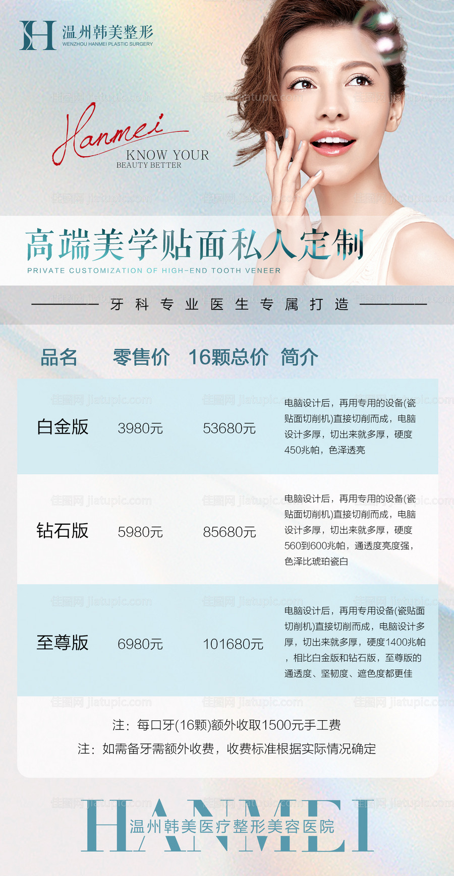 医美美学贴面价目表海报-源文件